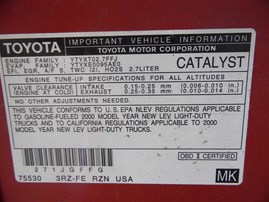 2000 Toyota Tacoma SR5 Burgundy Extra Cab 2.7L AT 2WD #Z21690